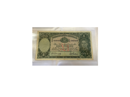 1942 Australia One Pound Paper Banknote – Armitage/McFarlane Signatures