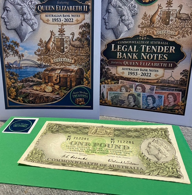 Australian One Pound Banknote – 1953 – Coombs/Wilson -QEII - in Presentation Folder