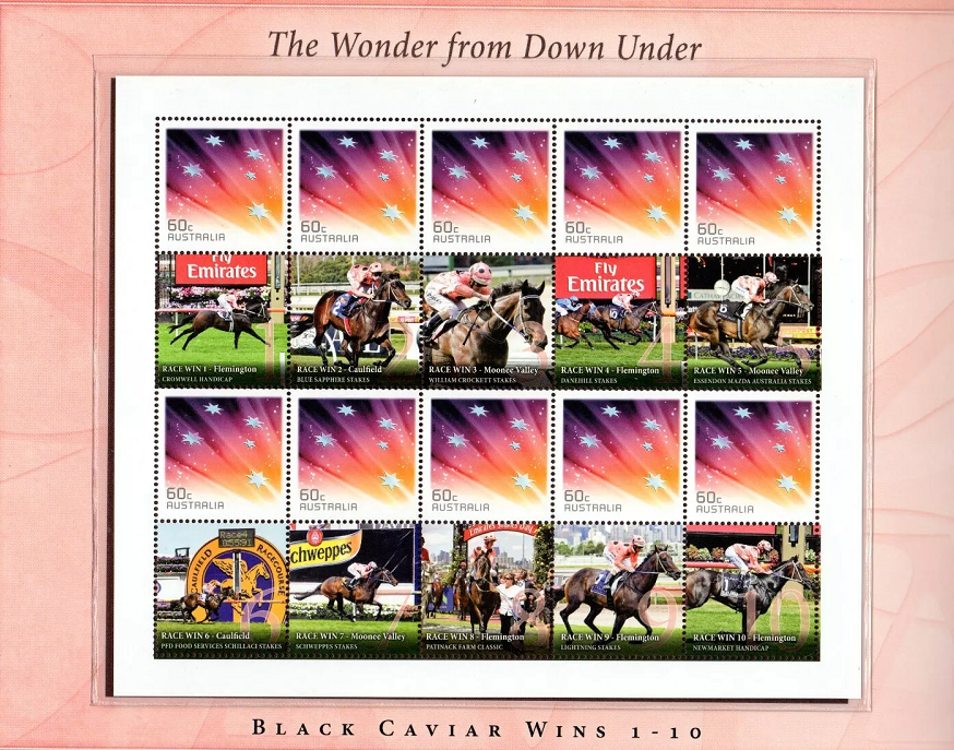 2013 Black Caviar Memorabilia 25 Wins Stamp Sheetlets
