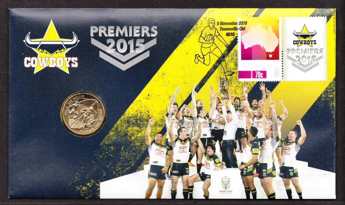 2015 Rare NRL Premiers $1 Coin and Stamp 1st Day Cover
