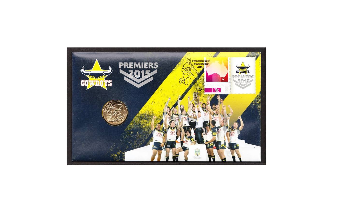 2015 Rare NRL Premiers $1 Coin and Stamp 1st Day Cover