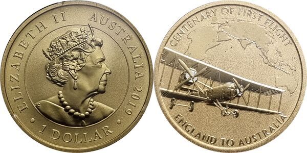 2019 Uncirculated One dollar Coin Centenary Of Flight 1919