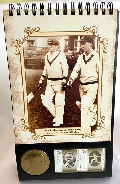 2008 $5 Coin Desk Stand celebrating SIR DONALD BRADMAN 100th Anniversary of his birth
