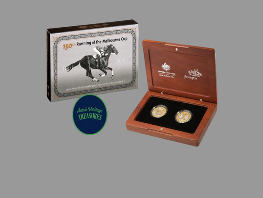 2010 Melbourne Cup 150th Anniversary – Gold-Plated & Silver Proof 50c Two-Coin Set (Limited to 5,000)