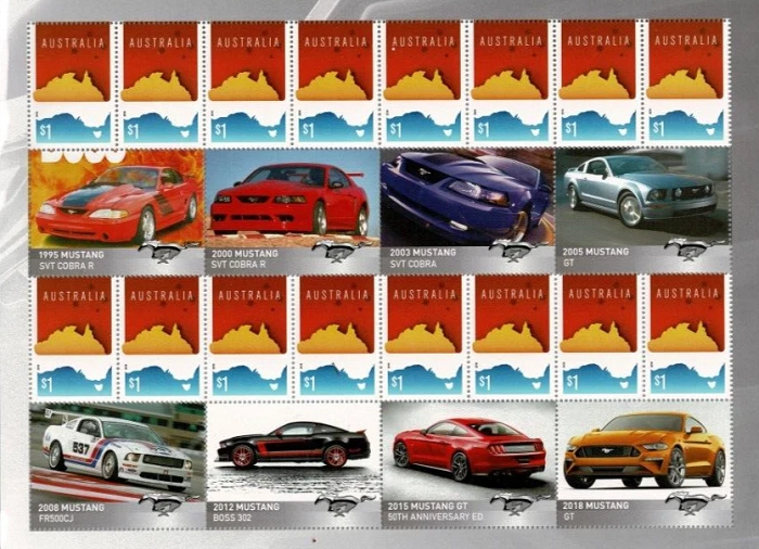 2018 Ford Mustang  Collector Pack from 1964 24 Mustangs 48 x $1 Stamps