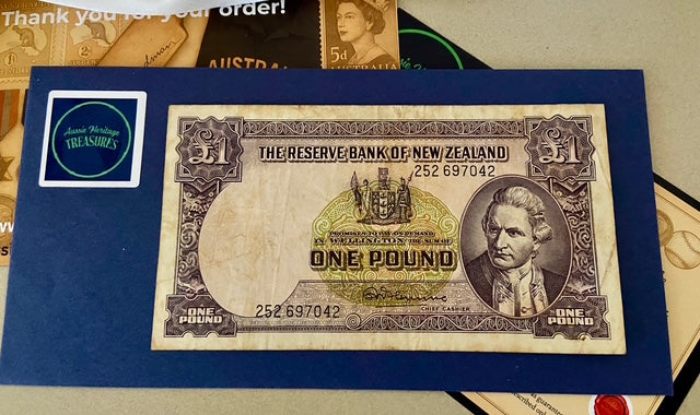 NZ One Pound Note 1960-67 - Well travelled New Zealander _ Heritage Bank Note