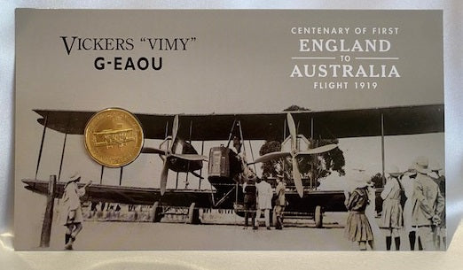2019 one Dollar Coin Vickers Vimy 1919 Great Air race England to Australia