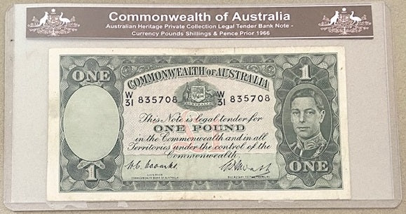 1961 Commonwealth of Australia One Pound Bank Note - A Personal Gift