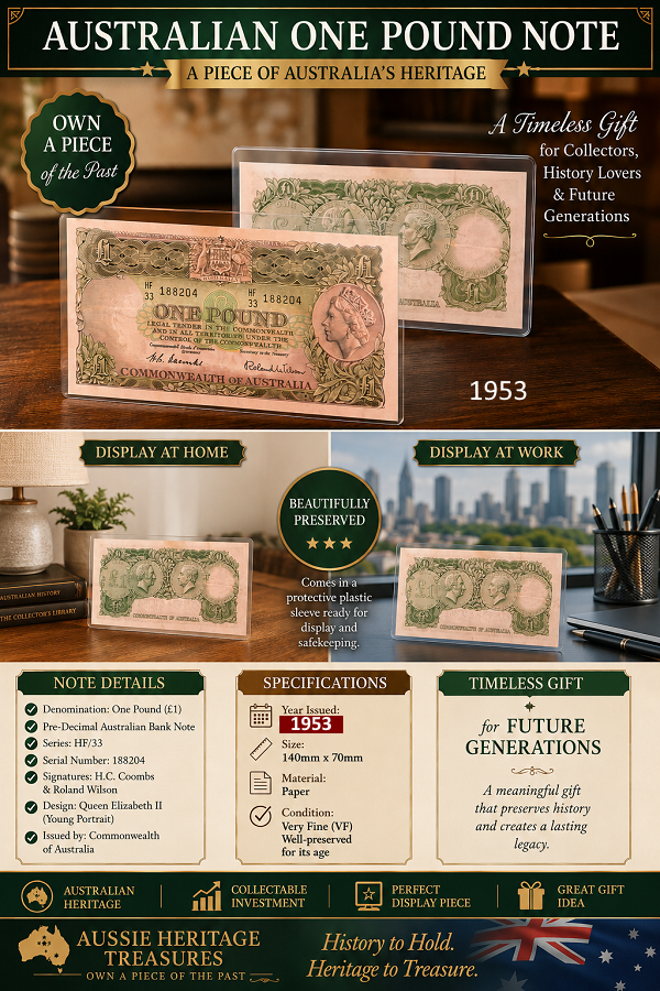 1953 Australian One Pound Note – 1st Note Series Queen Elizabeth 11