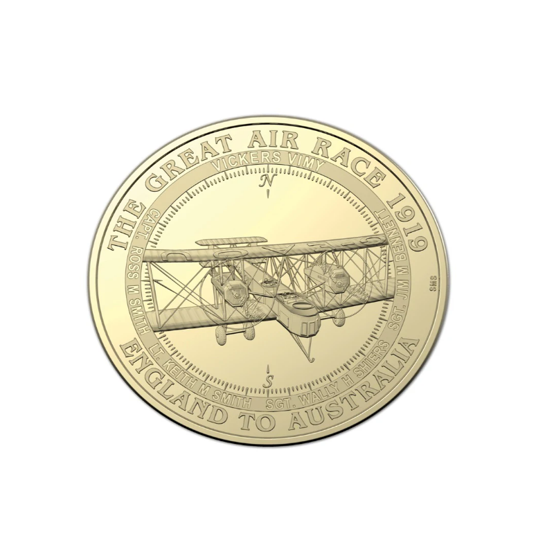 2019 one Dollar Coin Vickers Vimy 1919 Great Air race England to Australia