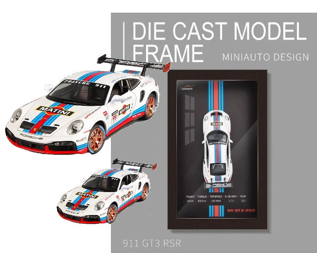 Porsche 911 GT3 RSR 1:32 Scale Model Car in Photo Frame