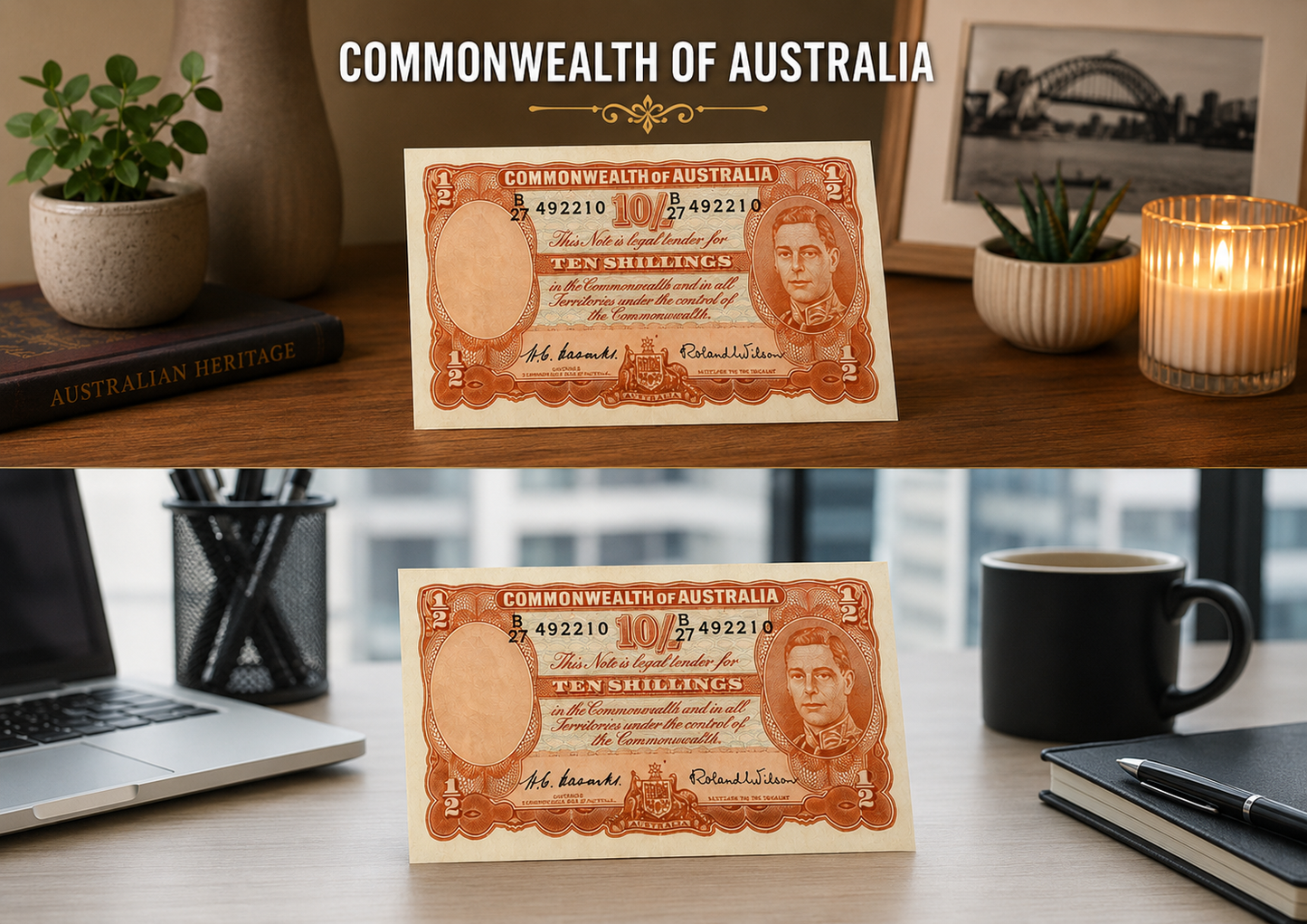 1961 Commonwealth of Australia Heritage Ten Shilling Bank Note -Fine Gift
