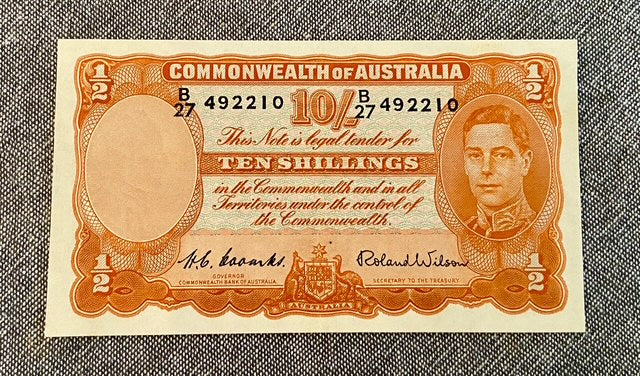1961 Commonwealth of Australia Heritage Ten Shilling Bank Note -Fine Gift