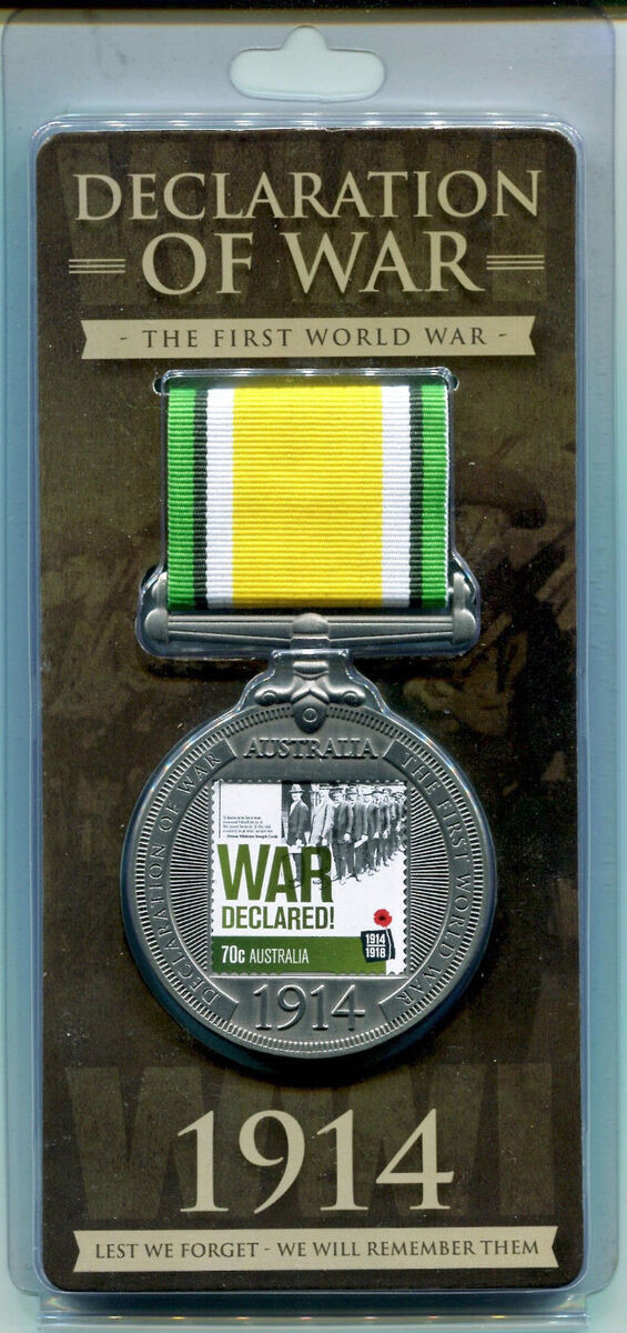2014 Australia Declaration of War 1914 Stamp & Medallion Set – Lest We Forget