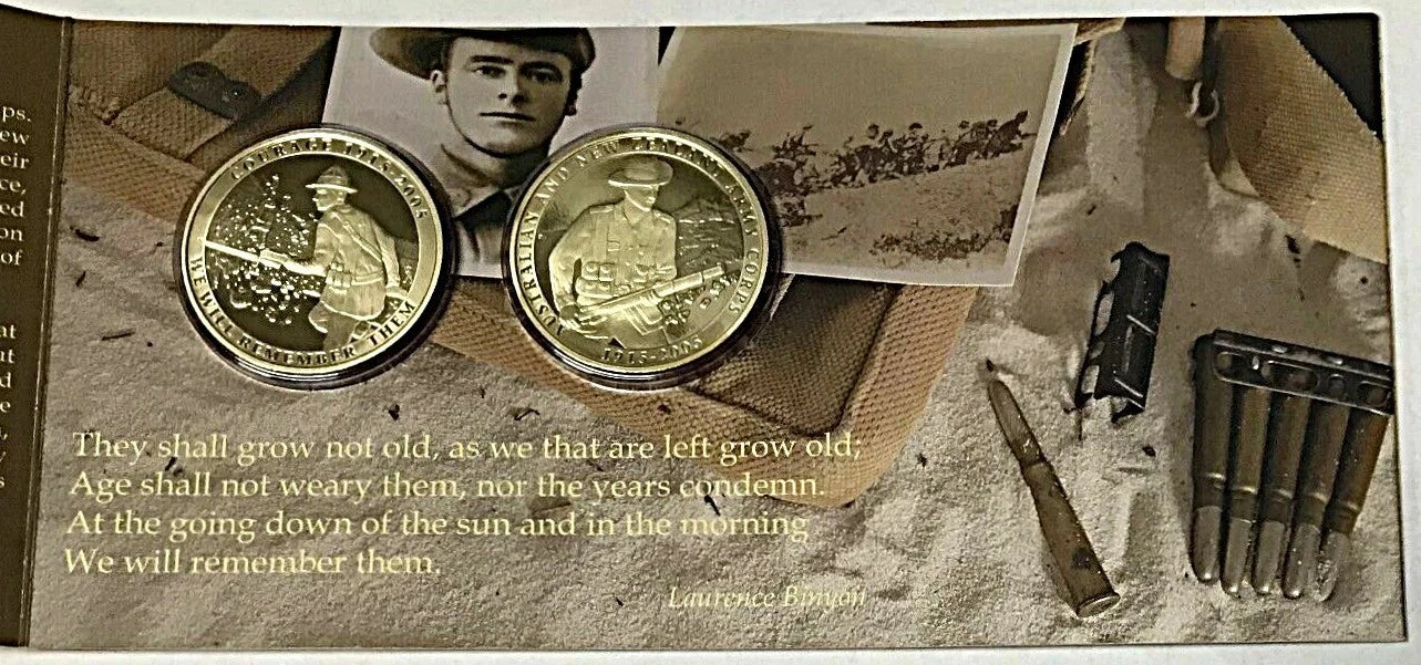 2005 Australia & New Zealand Army Corps 90th Anniversary $1 Two Coin Set