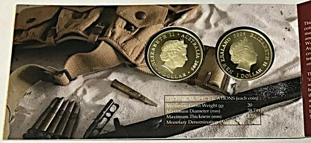 2005 Australia & New Zealand Army Corps 90th Anniversary $1 Two Coin Set