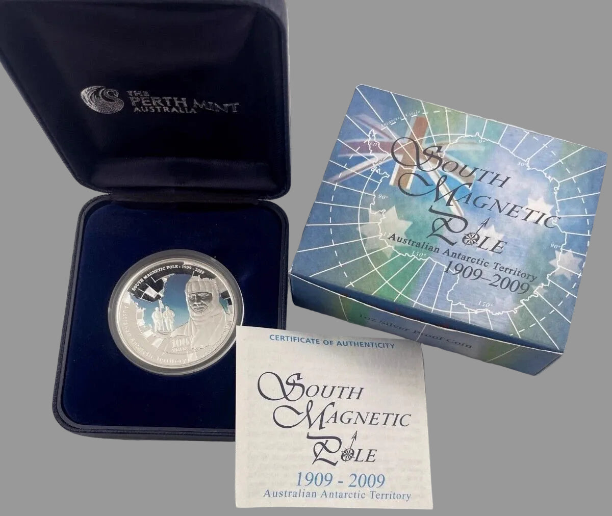 2009 Antarctic Territory – South Magnetic Pole 1oz Silver Proof Coin | Perth Mint