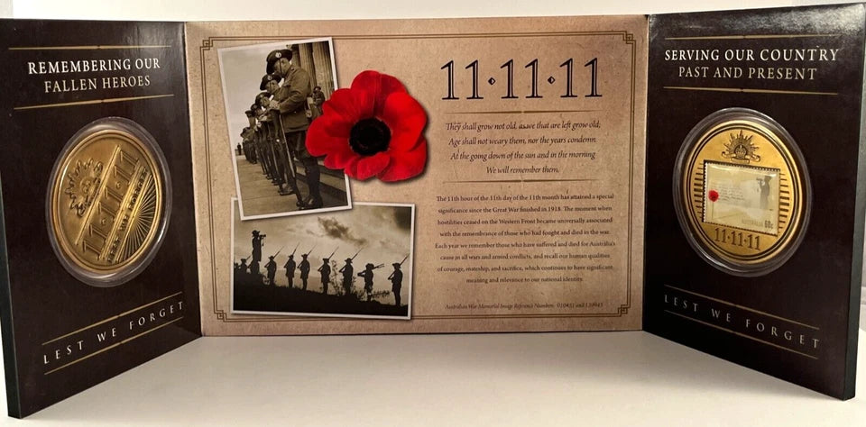 2011  Lest We Forget commemorative set, Australia 11.11.11 two medallions.