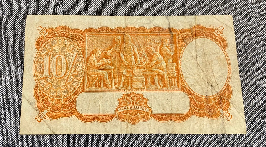 Australian heritage 1952 King George V1 -10 Shilling Bank Note -10 Bob Note