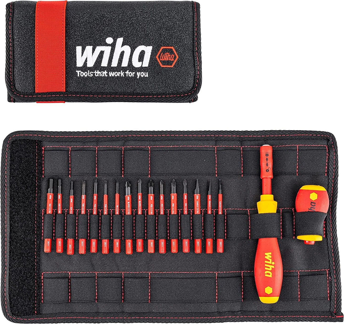 Wiha 41231 19 Pc SlimVario Standard & Stubby Interchangeable VDE Screwdriver Set